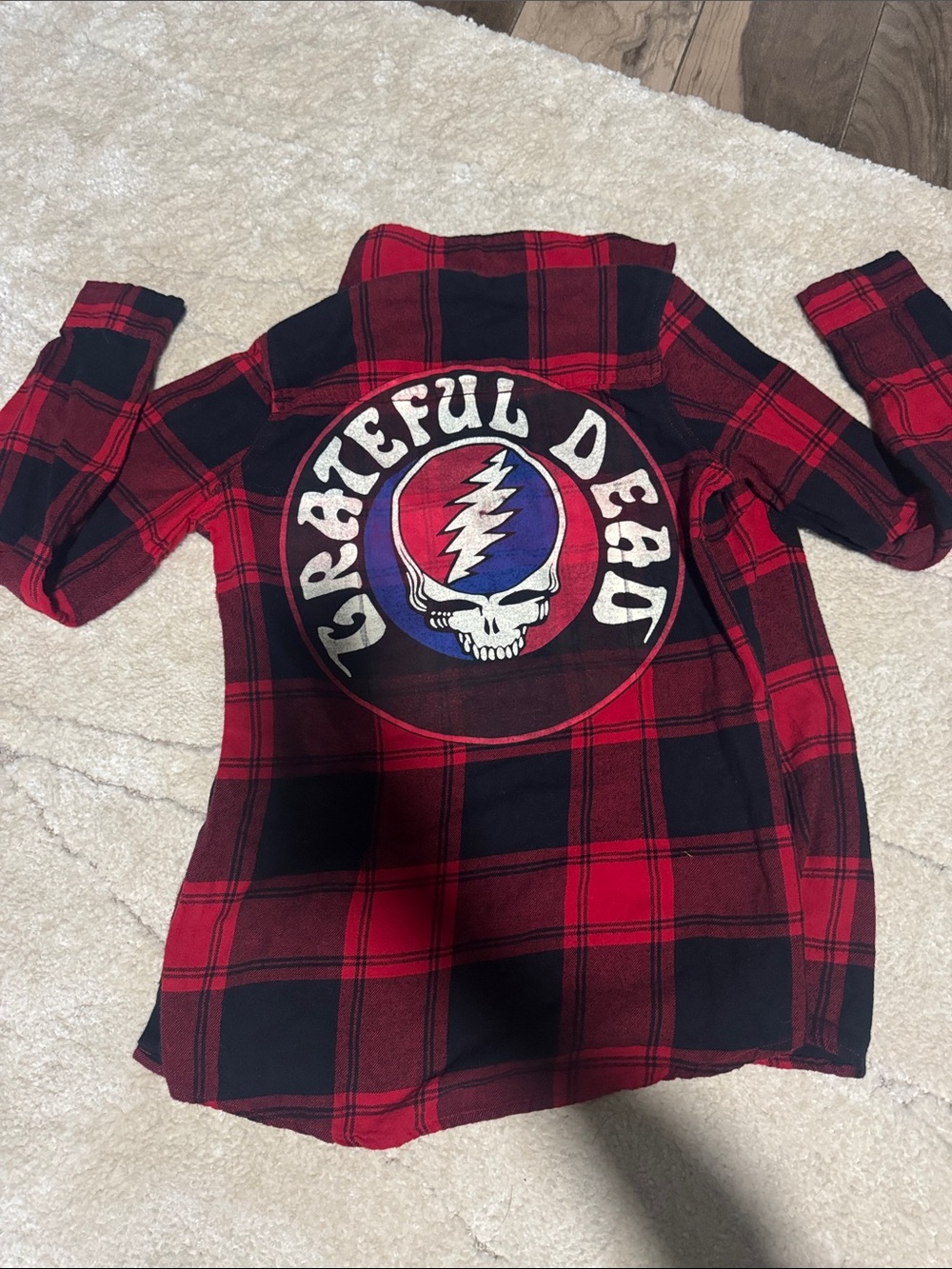 Grateful Dead Red & Black Plaid Button-Down Shirt with Back Logo